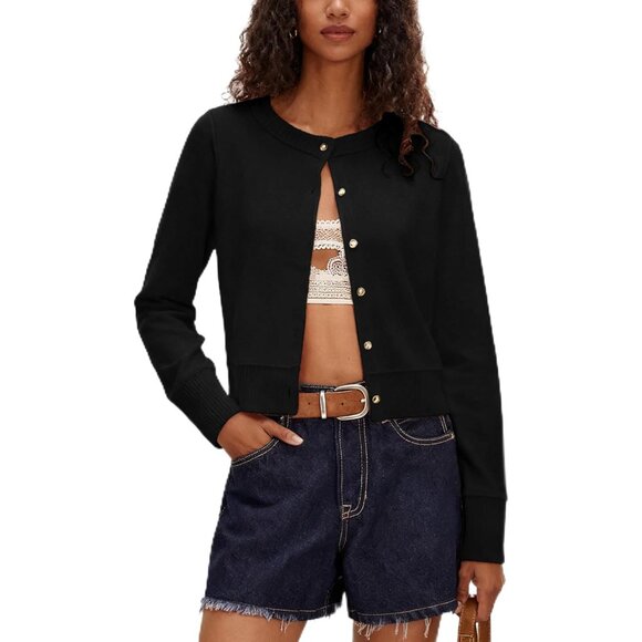Women´s Knit Cardigan Lightweight Ribbed Open Front...